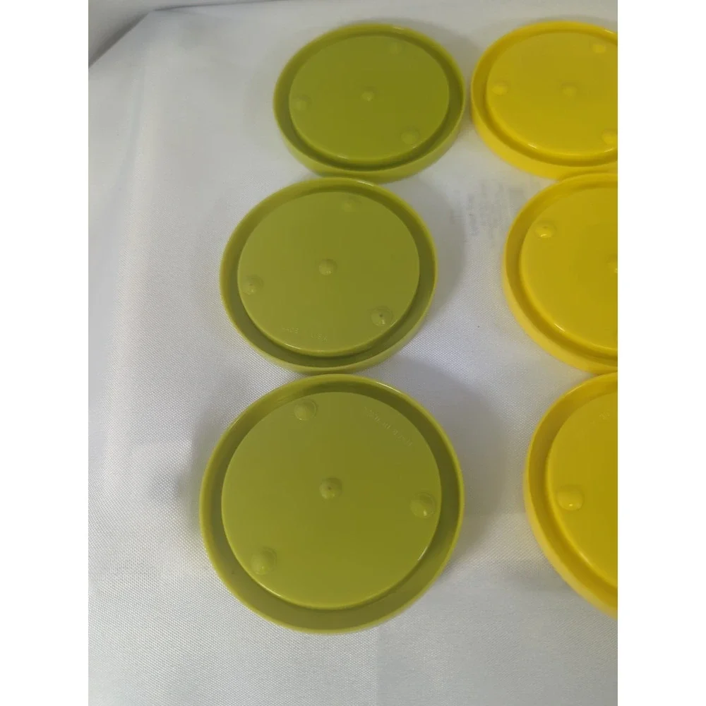 Retro MCM Multi Colored Acrylic Plastic Cork Round Coasters Set Of 8 Made In USA